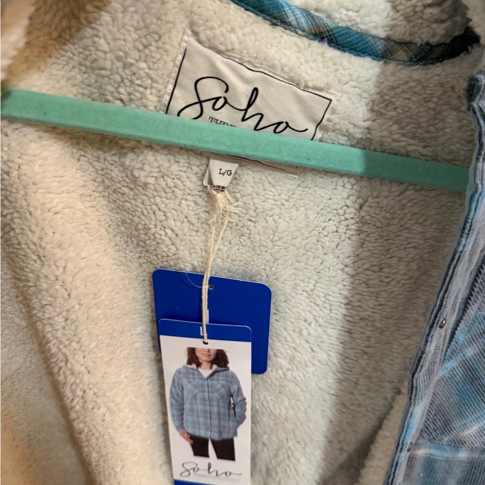 Blue Plaid Hooded Jacket - Picture 2 of 3